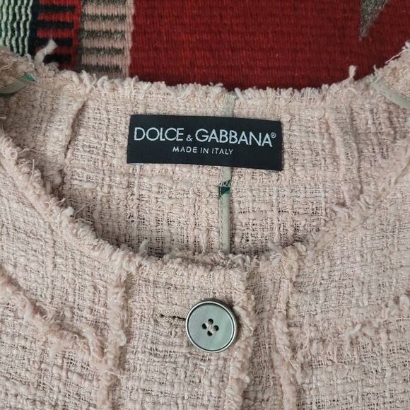 Dolce & Gabbana Light Pink Tweed Blazer Jacket Sz 42 US 6 Classic Elegant Luxury - Picture 3 of 11